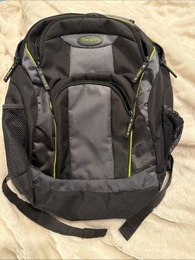 Targus Black and Gray Backpack with Lime Trim